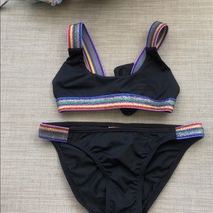 Pilyq girls rainbow glitter bathing suit.